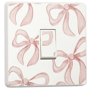 Confezione 2 Copertine Vinile Adesivo Fiocco Rosa, Stampa Divertente Interruttore Luce Singolo o Doppio - Foto 1 di 3