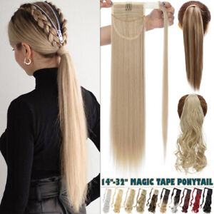 Hair Ponytail Clip In Hair Extensionsas Real Human Wrap Around Pony Tail Thick