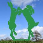 New Steel Simplistic Boxing Hares Silhouette - Green 