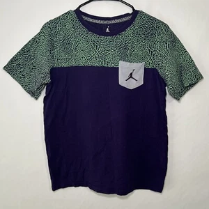 Air Jordan T Shirt Youth XL 13-15 Purple Green Geometric Pocket Short Sleeve - Picture 1 of 9