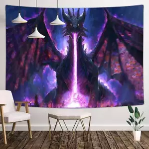 Dragon Monster Extra Large Tapestry Wall Hanging Medieval Anime Fabric Room Deco - Picture 1 of 7