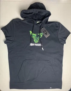 Felpa con cappuccio Under Armour Project Rock Iron Paradise nuova con etichette uomo media nera nuova - Foto 1 di 15