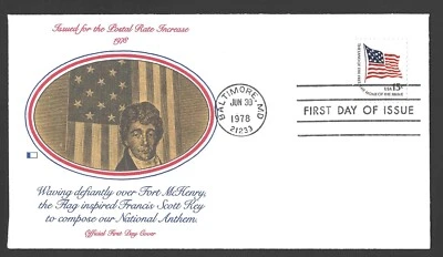 1978 US Postage - SCOTT 1597 - 15 CENT - FT. McHENRY FLAG - FDC Fleetwood - AAEH - Image 1 of 2