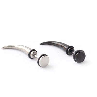 2 Piezas Punk Acero Inoxidable Pendientes Estilo Cuerno Pico Para Hombre Genial Gótico Foto 1 de 4