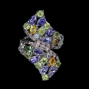 925 Sterlingsilber Ring Oval Tansanit Saphir Edelstein Schmuck - Bild 1 von 13