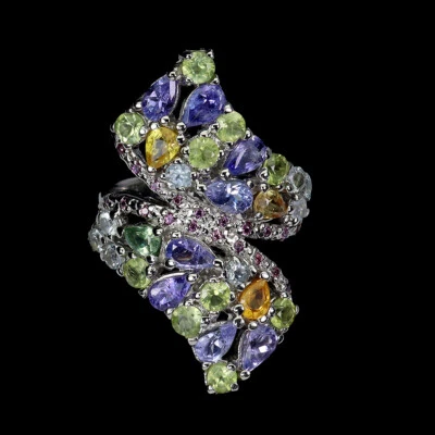 925 Sterlingsilber Ring Oval Tansanit Saphir Edelstein Schmuck - Bild 1 von 4