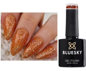 BLUESKY GEL NAIL POLISH ORANGE MULTI GLITTER BRANDY FLAME BLZ37 UV LED SOAK OFF - Picture 1 of 2