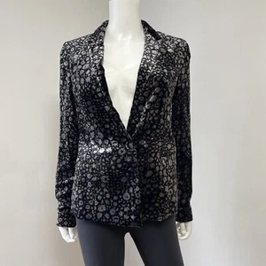 Elevenses Anthropologie Size 6 Blazer Jacket Lumi Leopard Print Velvet Lined - Picture 1 of 12