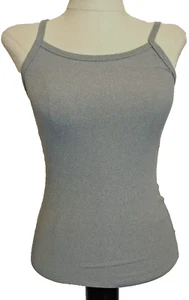 NO BOUNDARIES GRAY FITTED STRETCH LAYERING RIB KNIT CAMI/TANK Sz. Jr. M - Picture 1 of 8
