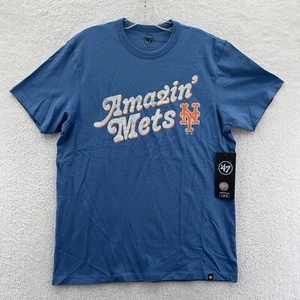 New York Mets Shirt Mens Medium Blue '47 Brand MLB Baseball Cotton Crew *A New - Picture 1 of 11