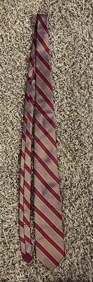 Corbata de seda Land’s End Charter Collection 3,25”x57,75” tostada con rayas rojas/azules Foto 1 de 4