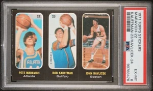 1971-72 Topps Sticker Panel Maravich Havlicek Kauffman 22 23 24 PSA 6 EX-MT - Picture 1 of 3