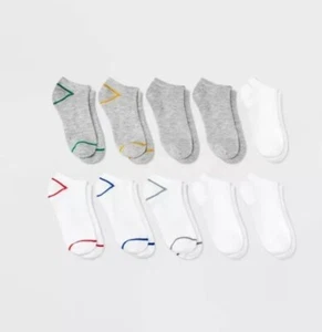 Kids' 10 Pair XS/S Low Cut Socks, Shoe Size 11-1, Cat & Jack - Picture 1 of 7
