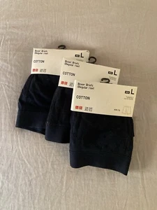 LOT X 3 - UNIQLO Boxer Briefs DK Navy Cotton Blend Men's Underwear L - Picture 1 of 2