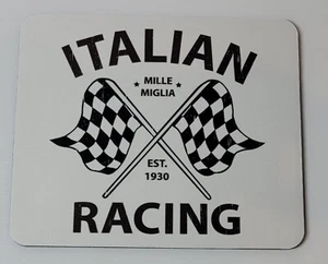 Alfombrilla de ratón italiana de carreras blanca y negra alfombrilla de ratón Mille Miglia Est 1930 nueva - Imagen 1 de 4