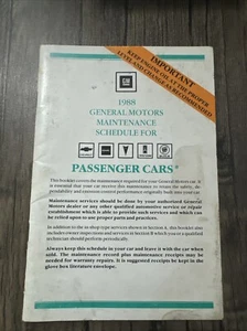 Vintage 1988 GM Maintenance Schedule For Passenger Cars - Bild 1 von 1