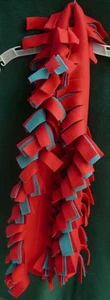 Red & green fleece scarf fringed handmade NEW - Picture 1 of 1