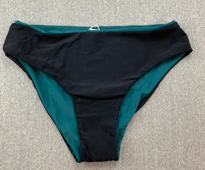 Cupshe Reversible Bikini Tankini Swimsuit Bottom Womens size M Black Green Silky - Image 1 of 4