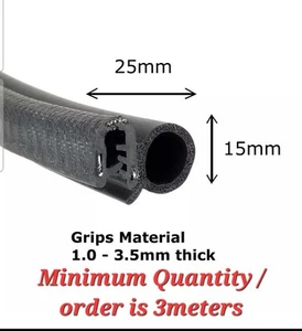 Auto Türverkleidung Dichtung Gummi Universal KANTENLEISTE 25mm x 15mm - passend für 1mm - 3,5mm - Bild 1 von 4