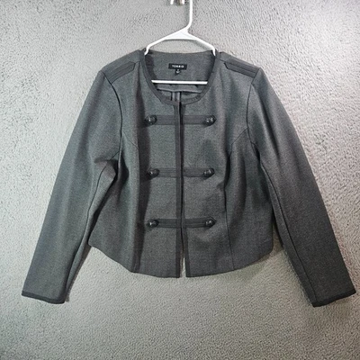 Torrid Cropped Open Front Blazer Jacket Size 2 Military Style Gray - Image 1 of 4