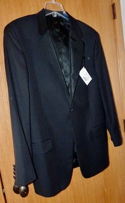 CALVIN KLEIN Men’s Black Wool Satin Lapel Tuxedo Jacket 42R NWT! - Image 1 of 4