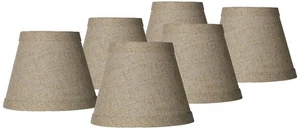 Set of 6 Empire Lamp Shades Fine Burlap Small 3x5x4 Candelabra Clip-On Fitting - Picture 1 of 6