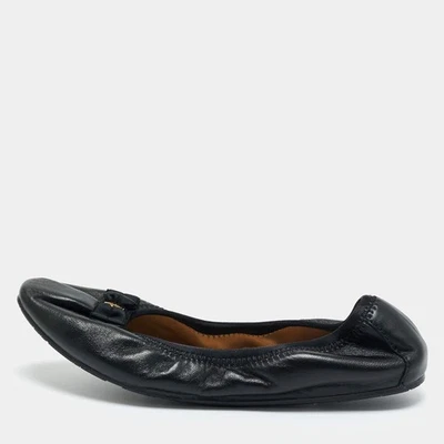Salvatore Ferragamo Cuero Negro My Joy Scrunch Ballet Pisos Talla 365 Foto 1 de 4