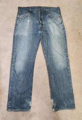 Pantalones de mezclilla vintage años 00 LEVIS 501 desgastados desteñidos botón mosca TALLA W36xL32 (W37xL32.5) Foto 1 de 4