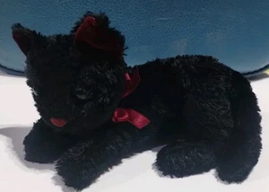 Vintage Russ Berrie Kit schwarzes Kätzchen Katze Bohne Plüschtier Stofftier 7 Zoll grüne Augen - Bild 1 von 7