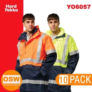 10 X Men's Hi Vis 4-In-1 Storm Flap Reversible Inner Vest Wet Weather Jacket - Picture 1 of 26