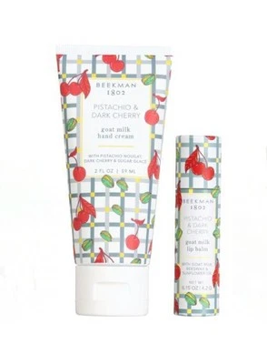Beekman 1802 Goat Milk Set Pistachio & Dark Cherry 2 oz Hand Cream + Lip Balm - Image 1 of 2