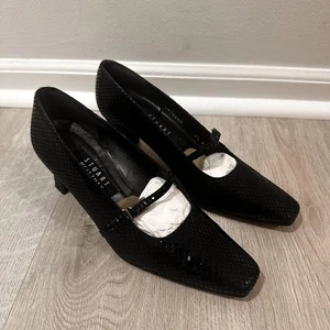 Stuart Weitzman Damenschuhe Größe 6,5 schwarz Mary Jane-Absatz eckige Zehenpartie 4W70260 - Bild 1 von 10