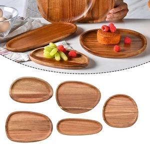 Elegante Plato de Madera Ovalado Irregular para Presentar Platos y Postres - Imagen 1 de 66