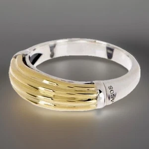 NWT LAGOS STERLING SILVER & 18 K GOLD ROPE STACK RING - SIZE 7 - Picture 1 of 10