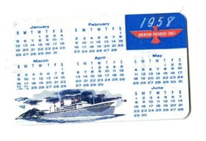 Vintage Cruise Ship POCKET CALENDAR 1958 AMERICAN PRESIDENT LINES - Picture 1 of 2