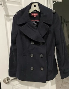 Women's Merona Wool Blend Pea Coat-Blue-S-Warm Winter-Classic Style π§₯π - Picture 1 of 4