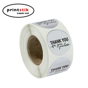 1x 1 Inch Round Silver Foil Thank You For Your Purchase Stickers / 500 Labels - Picture 1 of 4