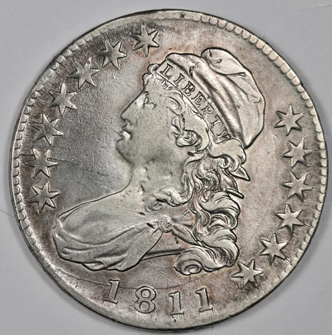 1811 Bust Half.  Big Circular Die Break Obverse.  XF.  180459 Cover