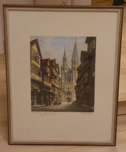 Willy Scholz - Orig. Farbradierung - Braunschweig - Hagenbrücke - mit Katharinen - Picture 1 of 3