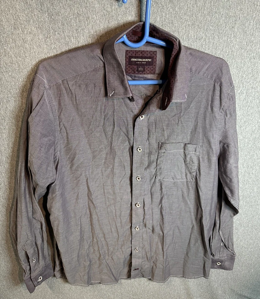 Johnston & Murphy Mens Shirt Long Sleeve Button Down Purple Large Flip Cuff. - Image 1 of 4