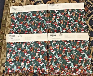 4 Vintage Dog/Cat/Bear Christmas Print Fabrics SPECTRIX/PANTERA USA FUN FABRICS - Picture 1 of 4