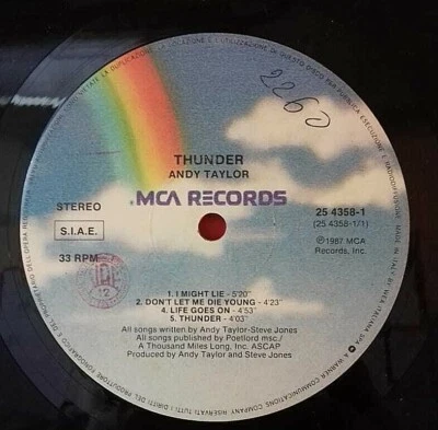 Andy Taylor - Thunder (LP, Album) - Image 1 of 4