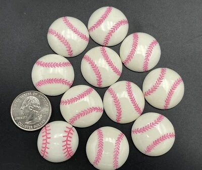 Cabujón de respaldo plano de resina blanco y rosa de 11 piezas x 1" Foto 1 de 3