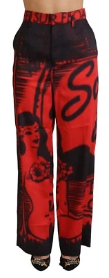 DSQUARED2 Pantalones Rojo Estampado Cintura Alta Recto Pantalón IT38/ US4/ XS - Imagen 1 de 4