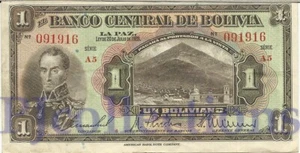 LOT BOLIVIA 1 BOLIVAN 1928 PICK 118a VF X 3 PCS - Picture 1 of 2