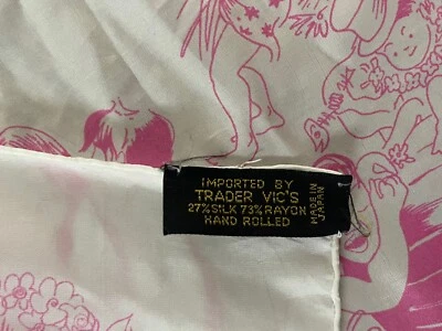 Vtg Trader Vic’s Hand Rolled Silk Rayon Scarf Pink Rare - Image 1 of 4