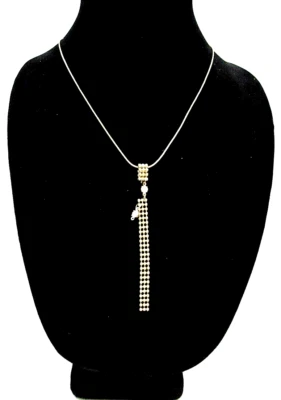 Macys Necklace~Chic Joined Dangling Beads~Accented by Two Clear Rhinestones - Изображение 1 из 2