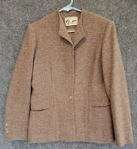 Vtg Vincenti 100% Wool Tweed Single Button Equestrian Blazer Union Made in USA - Picture 1 of 10