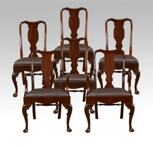 Set of six early 20th Century Queen Anne style high back dining chairs - Picture 1 of 5
