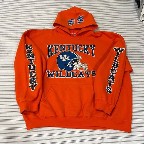 Vtg Kentucky Wildcats University Orange Pullover Hoodie Sweatshirt Mens Size 2XL Cover